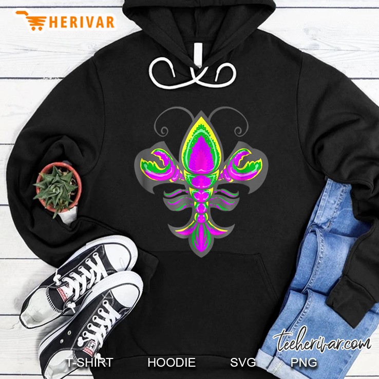 Mardi Gras Crawfish Fleur De Lis Hoodie
