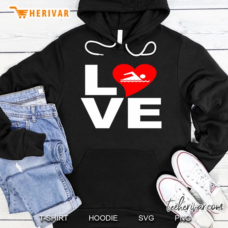 Love Swimming Heart Version Hoodie