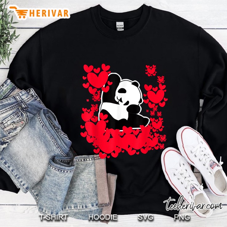 Panda With Red Hearts Sweatshirt