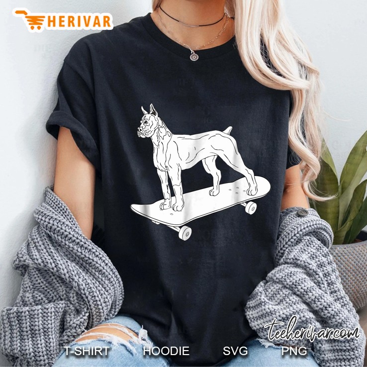Boxer Dog Skateboarding Ladies Tee