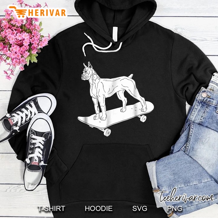 Boxer Dog Skateboarding Hoodie