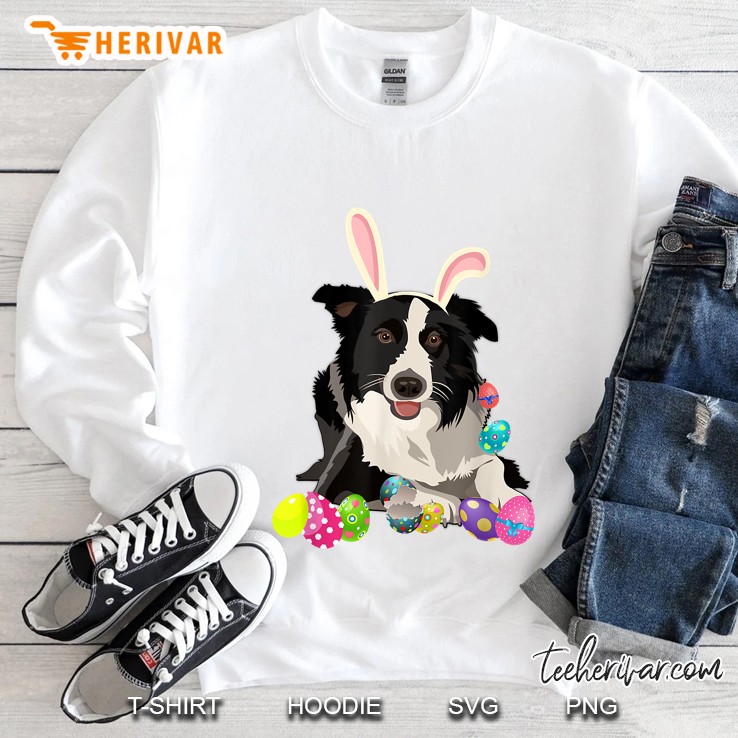 Border Collie Dog Bunny Rabbit Hat Easter Eggs Sweatshirt