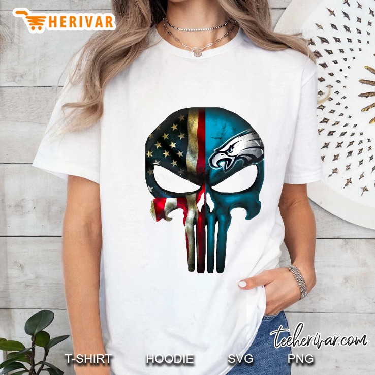 Punisher Skull American Flag And Eagle Version Ladies Tee