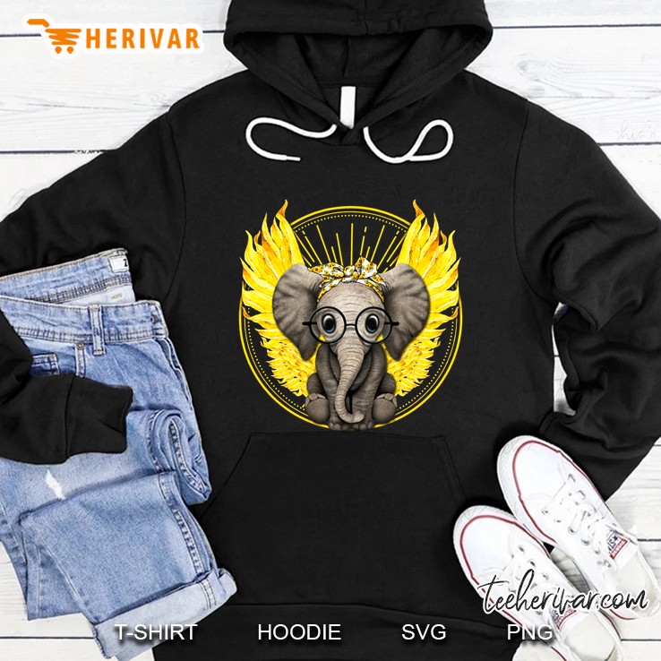 Bandana Baby Elephant With Gold Wings Wearing Glasses Hoodie