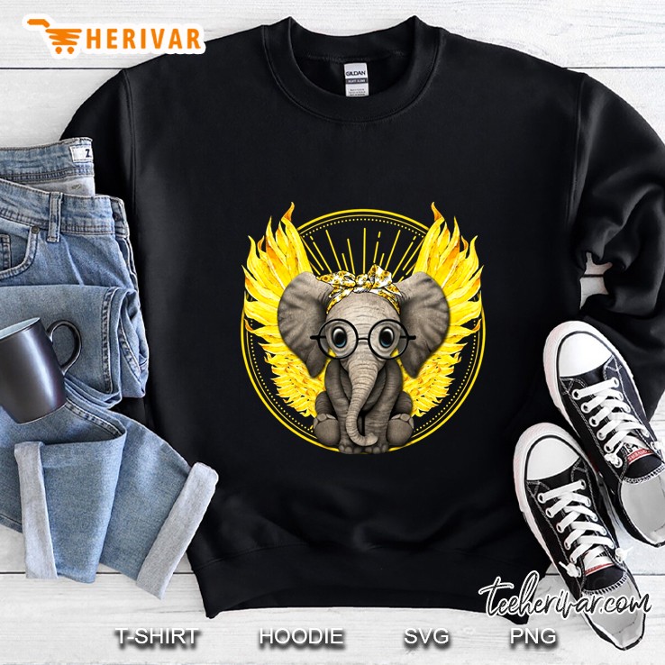 Bandana Baby Elephant With Gold Wings Wearing Glasses Sweatshirt
