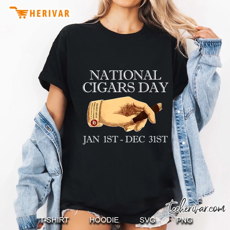 National Cigars Day Jan 1st Dec 31st Hand Holding Cigar Version Ladies Tee