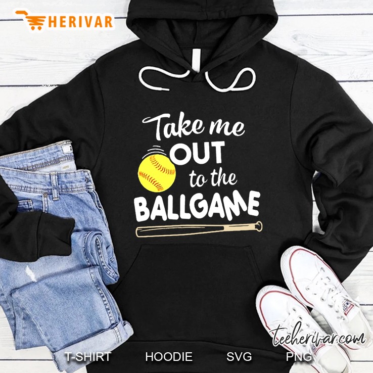 Take Me Out To The Ballgame Softball Bat And Ball Version Hoodie
