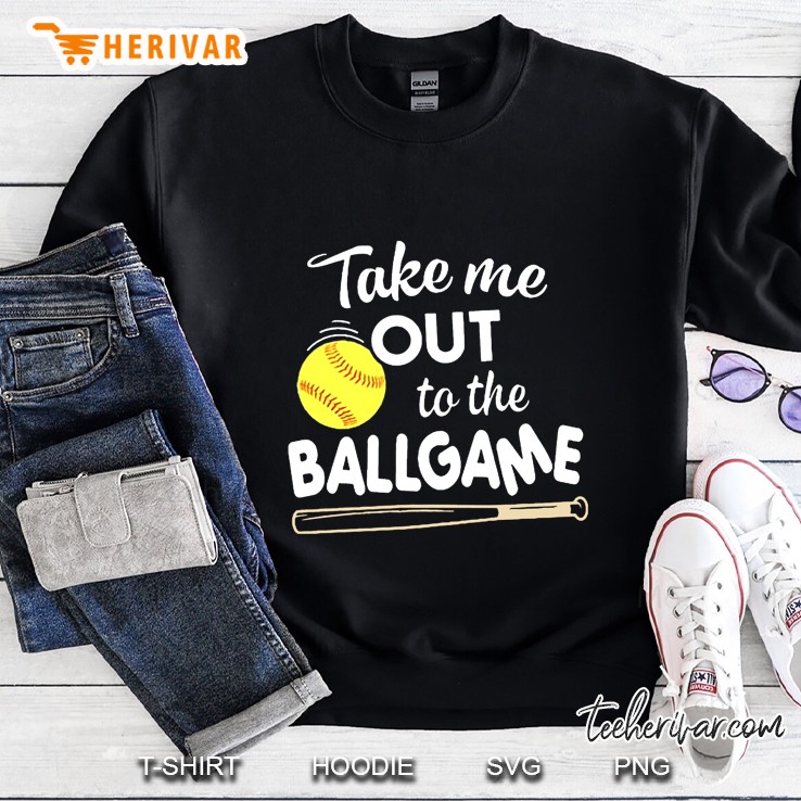 Take Me Out To The Ballgame Softball Bat And Ball Version Sweatshirt