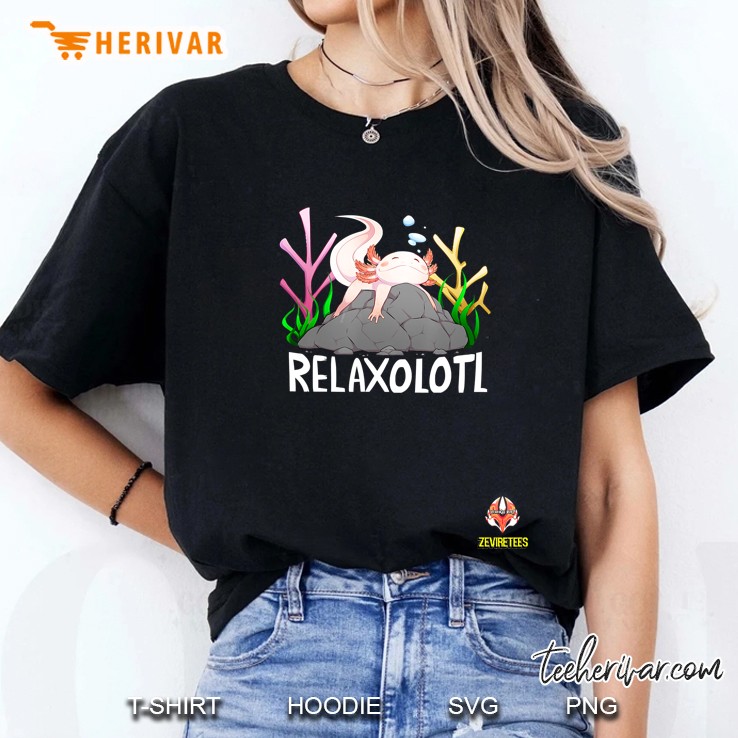 Relaxolotl A Cute Relaxing Axolotl On A Rock Ladies Tee