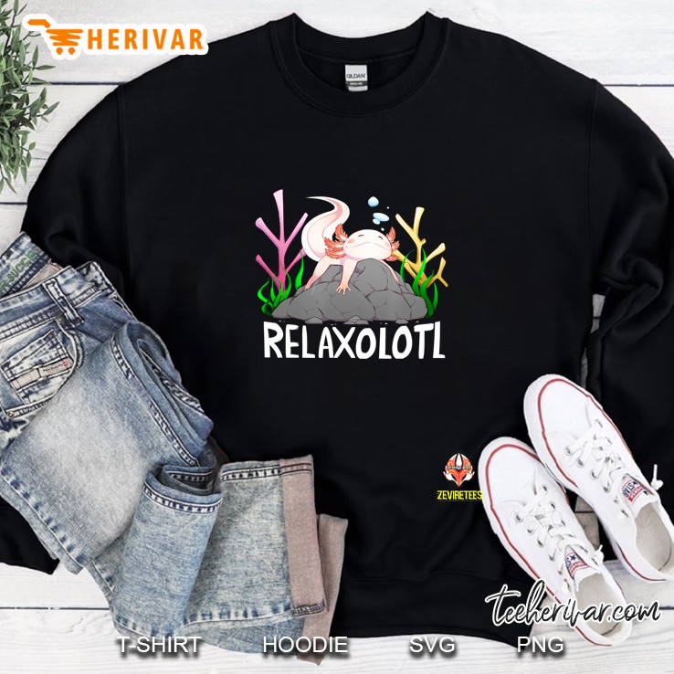 Relaxolotl A Cute Relaxing Axolotl On A Rock Sweatshirt