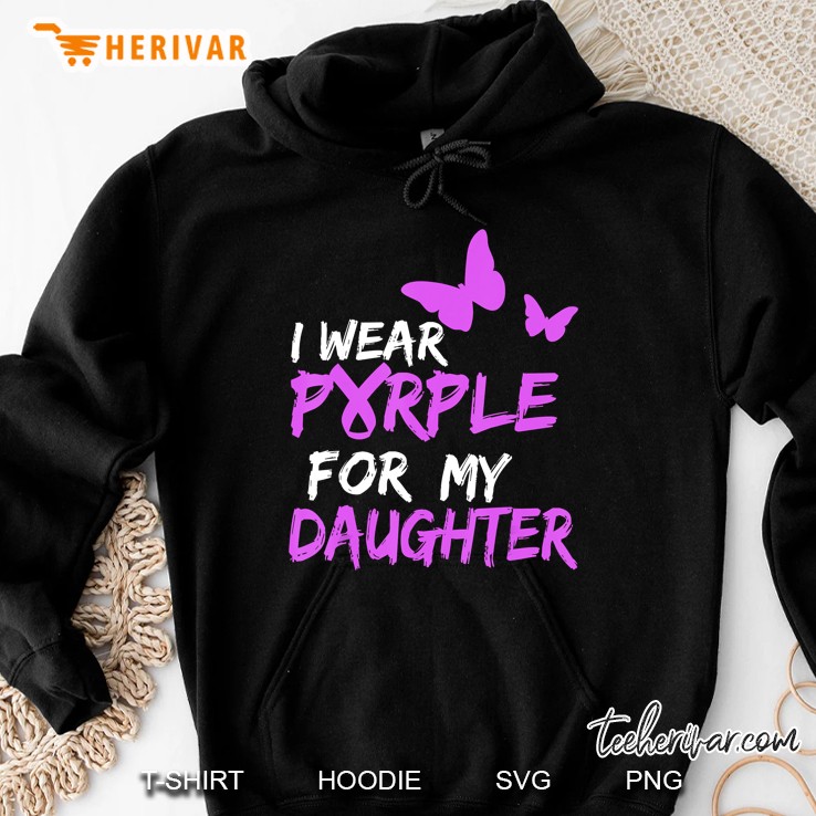 I Wear Purple For My Daughter Butterfly And Ribbon Version Hoodie