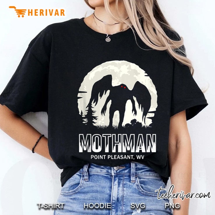 Mothman Point Pleasant Wv Mothman Silhouette And Moon Ladies Tee