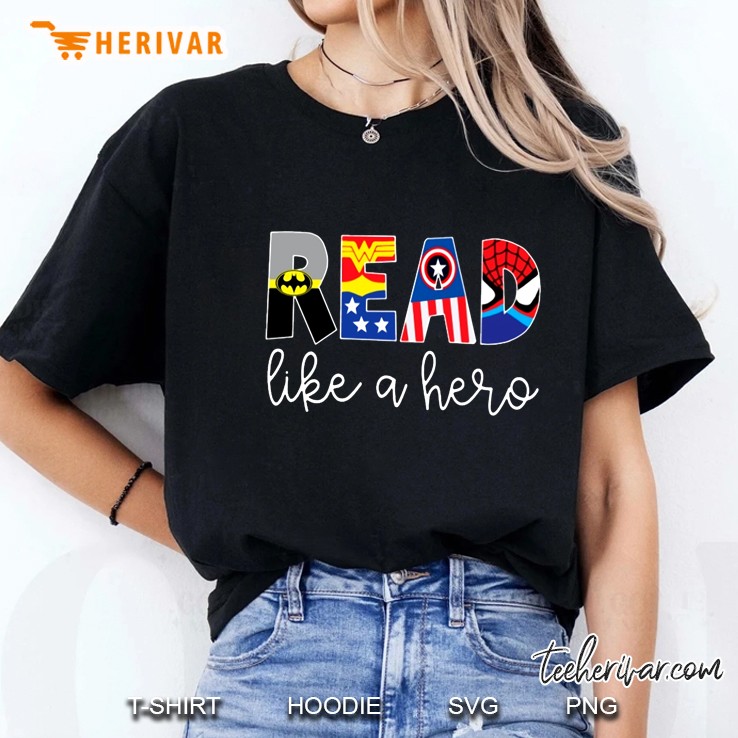 Read Like A Hero Batman Wonder Woman Captain America Spider Man Version Ladies Tee