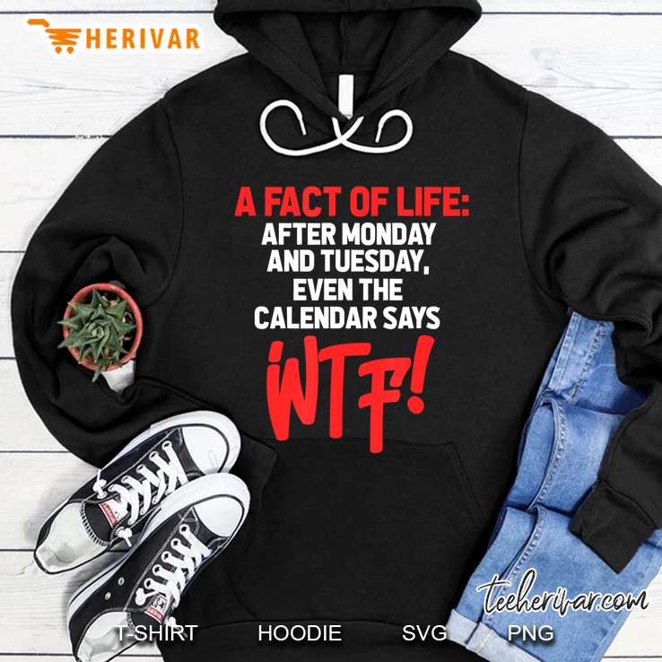 A Face Of Life After Monday And Tuesday Even The Calendar Says Wtf Hoodie