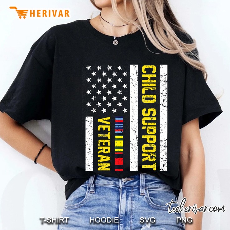 Child Support Veteran American Flag Ladies Tee