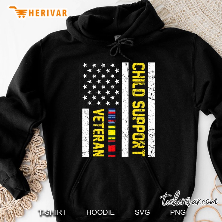 Child Support Veteran American Flag Hoodie