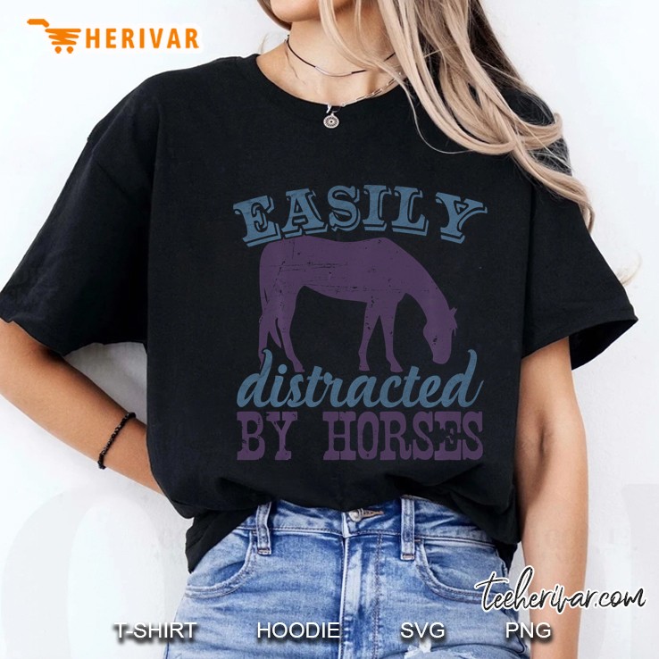 Easily Distracted By Horses Ladies Tee