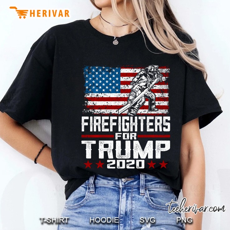 Firefighters For Trump 2020 American Flag Version Ladies Tee