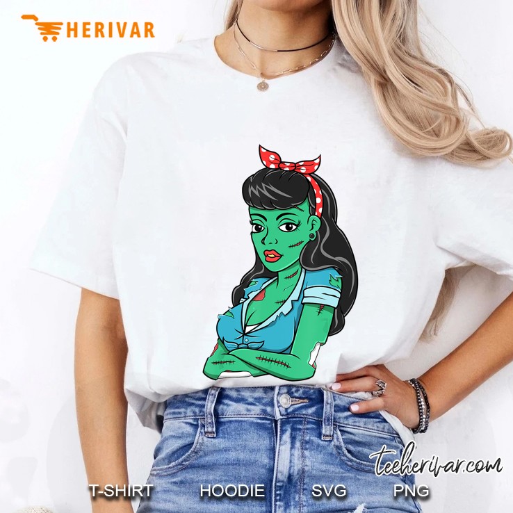 Zombie Pin Up For A Halloween Fan Ladies Tee