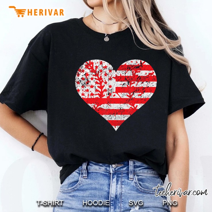 Cute American Flag Baseball Heart Version Ladies Tee