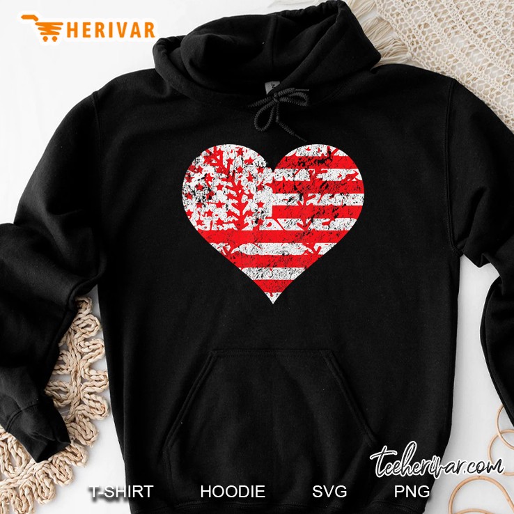 Cute American Flag Baseball Heart Version Hoodie