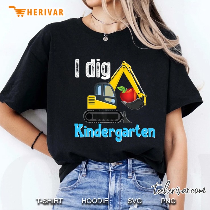 I Dig Kindergarten Excavator Digging Apple Version Ladies Tee