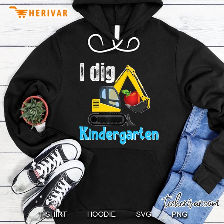 I Dig Kindergarten Excavator Digging Apple Version Hoodie