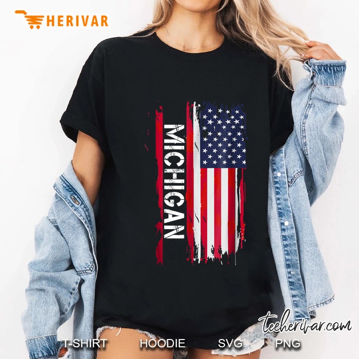 Michigan American Flag Version Ladies Tee