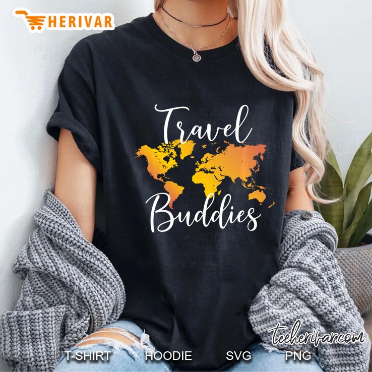 Travel Buddies World Map Version Ladies Tee