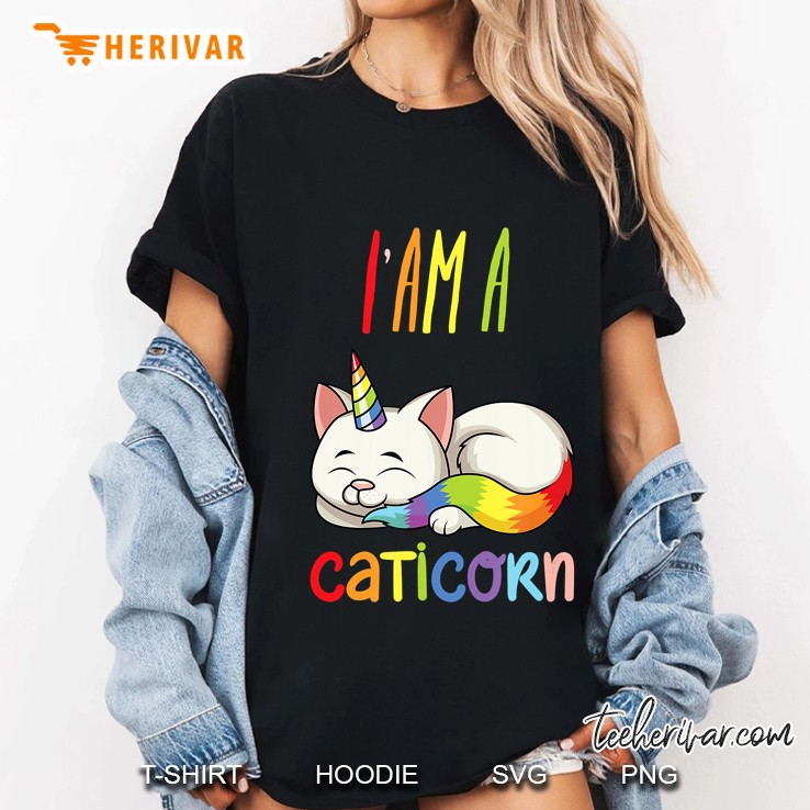 I Am A Caticorn Rainbow Color Version Ladies Tee