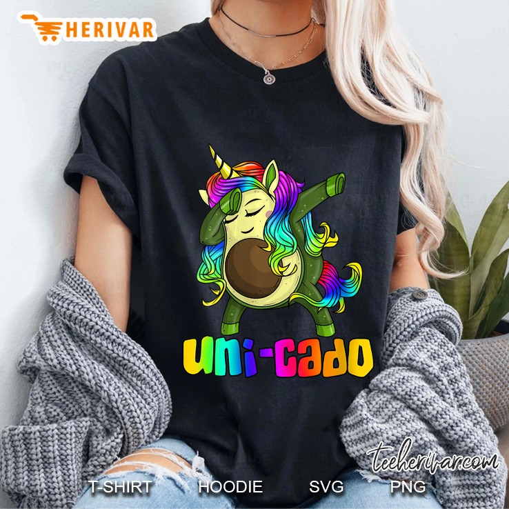 Uni Cado Dabbing Unicorn Avocado Rainbow Girl Ladies Tee