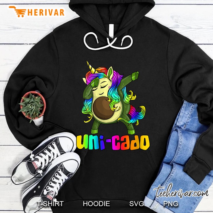 Uni Cado Dabbing Unicorn Avocado Rainbow Girl Hoodie