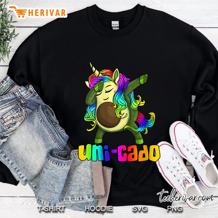 Uni Cado Dabbing Unicorn Avocado Rainbow Girl Sweatshirt