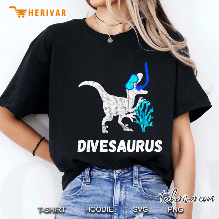 Divesaurus Scuba Diver T Rex Silhouette Version Ladies Tee
