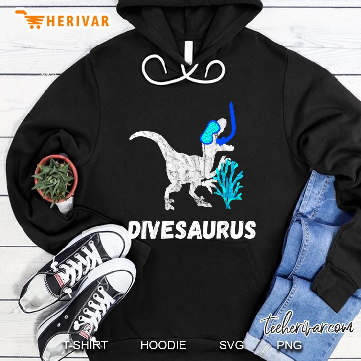 Divesaurus Scuba Diver T Rex Silhouette Version Hoodie