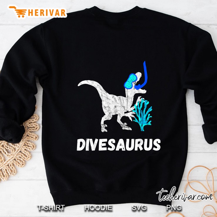 Divesaurus Scuba Diver T Rex Silhouette Version Sweatshirt