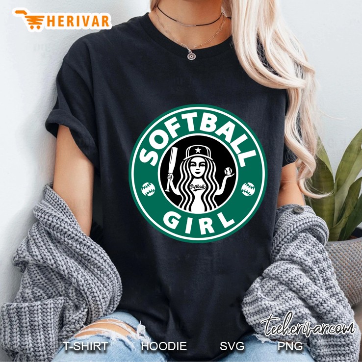 Softball Girl Starbucks Logo Version Ladies Tee