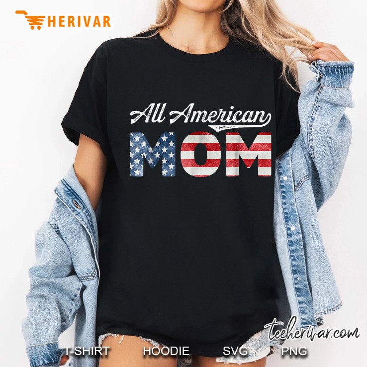 All American Mom American Flag Ladies Tee