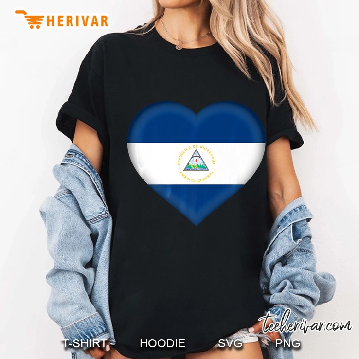Nicaraguan Flag Heart Ladies Tee