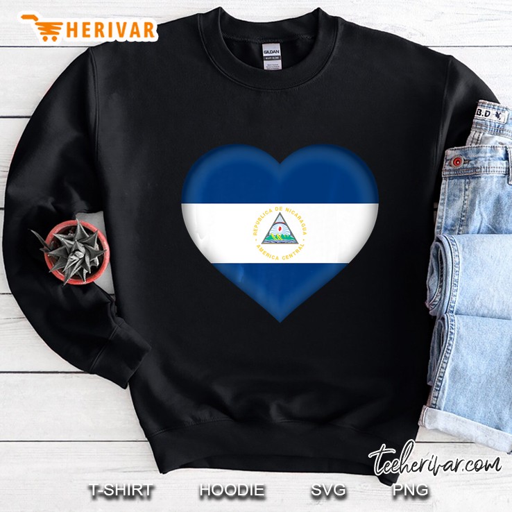 Nicaraguan Flag Heart Sweatshirt