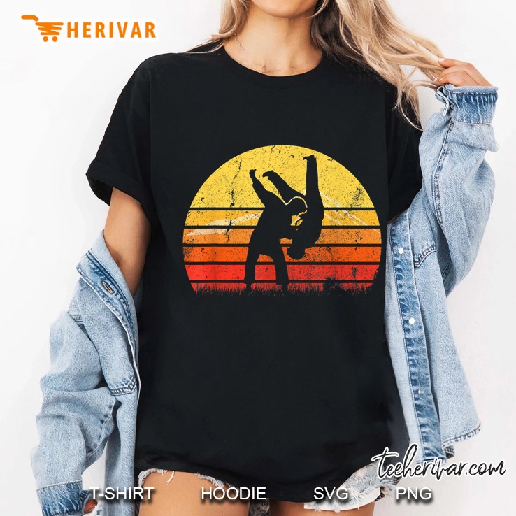 Vintage Retro Judo Player Martial Arts Silhouette Sunset Ladies Tee