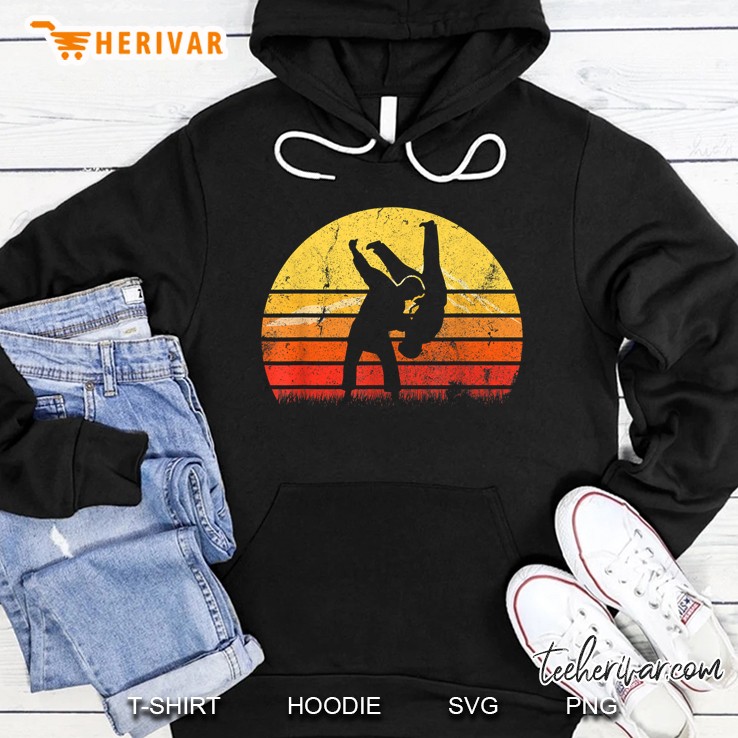 Vintage Retro Judo Player Martial Arts Silhouette Sunset Hoodie