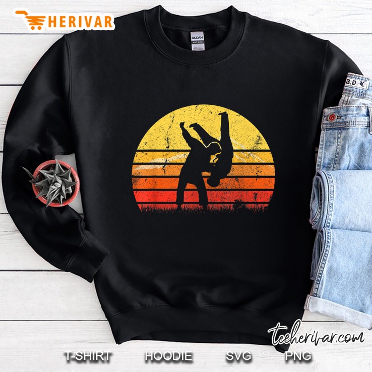 Vintage Retro Judo Player Martial Arts Silhouette Sunset Sweatshirt