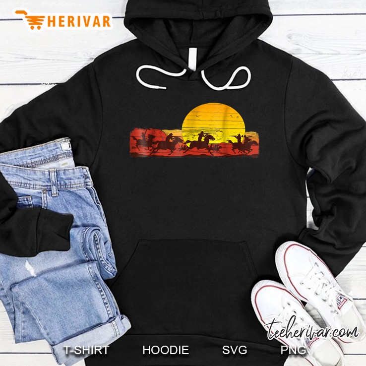 Vintage Wild West Sunset Cowboy Hoodie