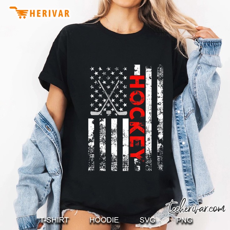 American Flag Hockey Usa Patriotic Ladies Tee