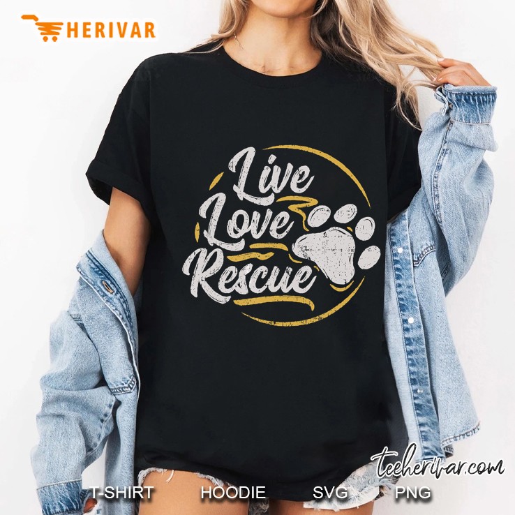 Live Love Rescue Dog Paw Print Version Ladies Tee
