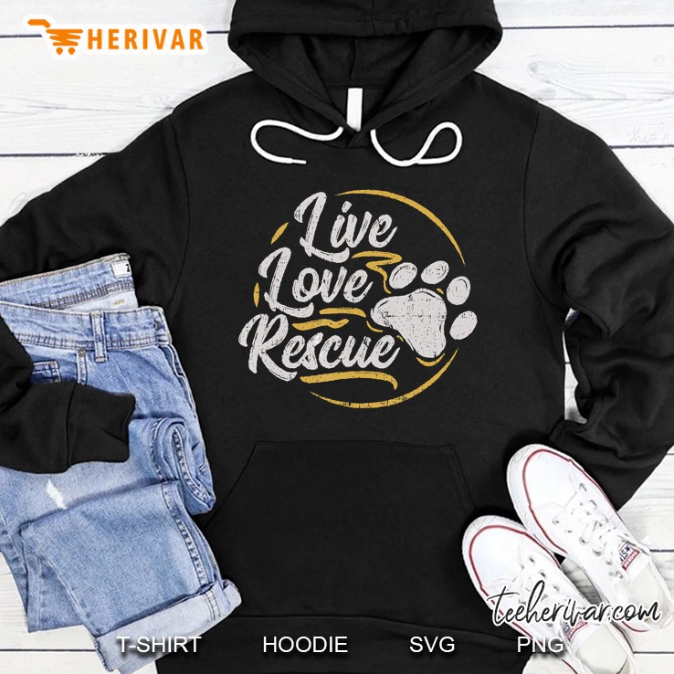 Live Love Rescue Dog Paw Print Version Hoodie