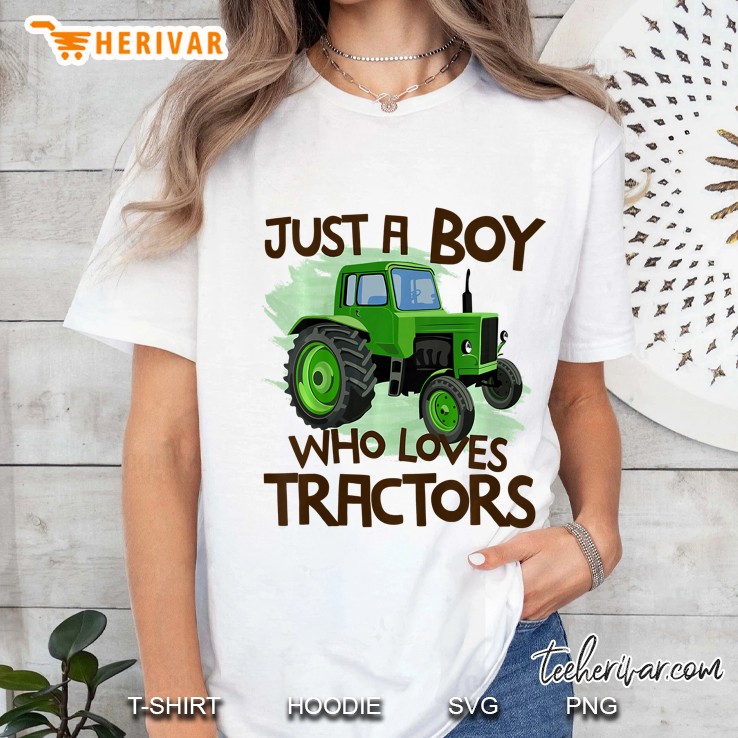 Just A Boy Who Loves Tractors Ladies Tee