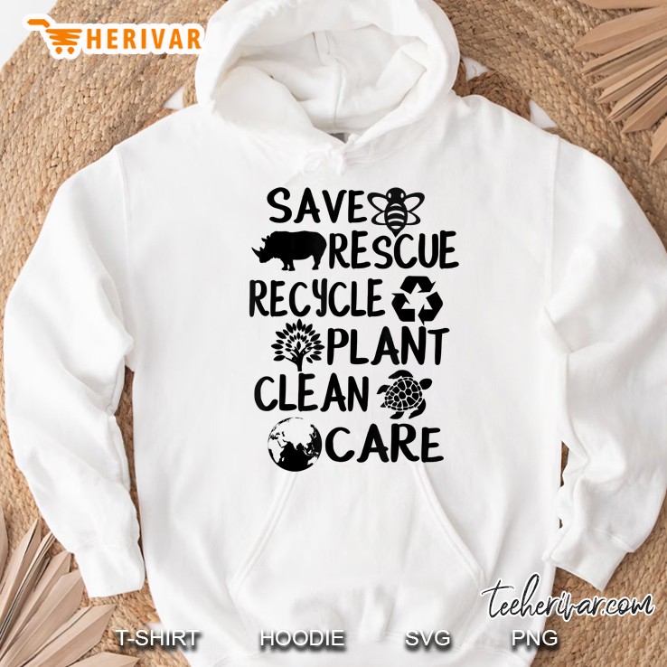 Save Bees Rescue Animals Recycle Plastic Plant Clean Care Earth Day Hoodie