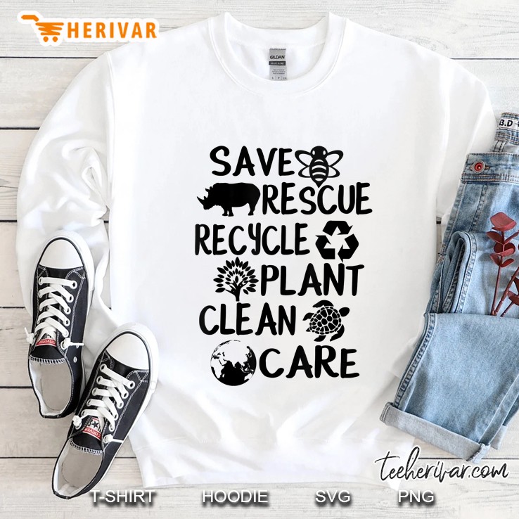 Save Bees Rescue Animals Recycle Plastic Plant Clean Care Earth Day Sweatshirt
